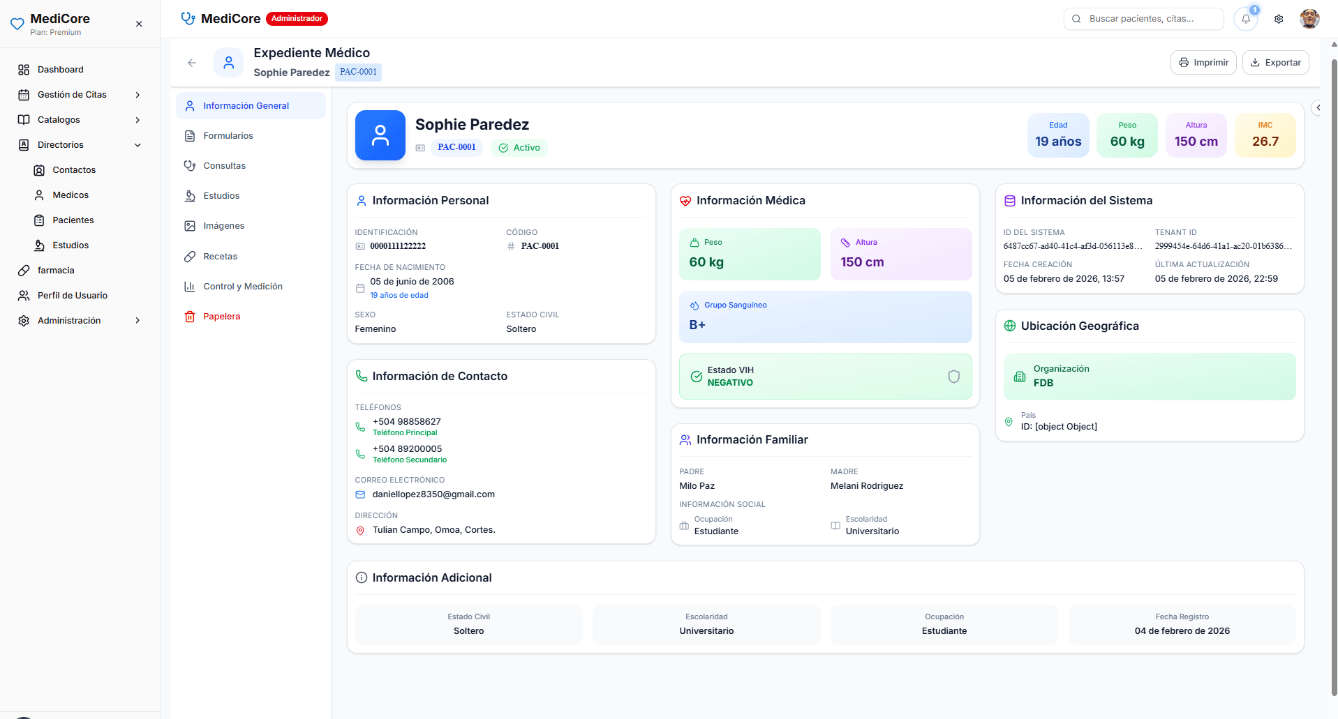Expediente personalizado