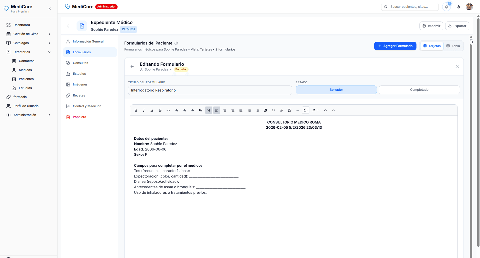 Formularios Preestablecidos